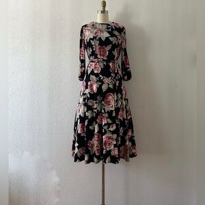 Rose-Print Midi Dress